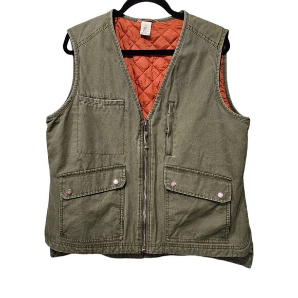 Duluth Trading Co Women's Can-Do Canvas Work Cotton Olive Barn Vest - Picture 1 of 11